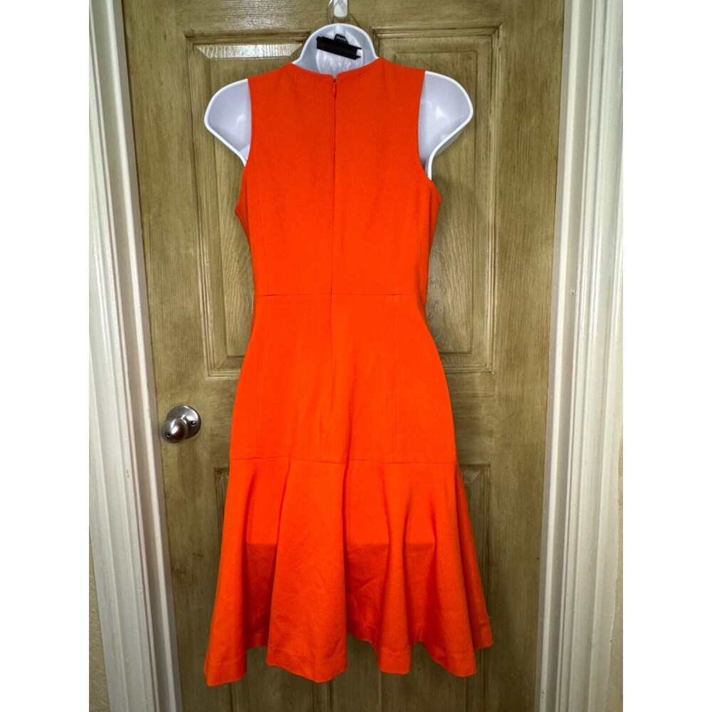 J.CREW Fit & Flare Dress Paneled Knit Sleeveless Ruffle Hem Size 2 Bright Orange - Picture 4 of 8